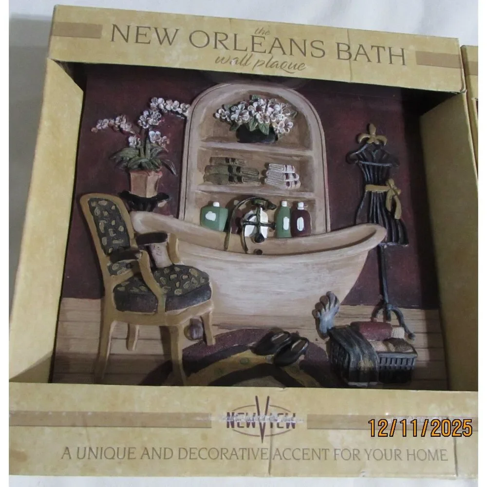 Winterle Olson 3D set of 2 bathroom plaques footed tub vanity sink new Orleans